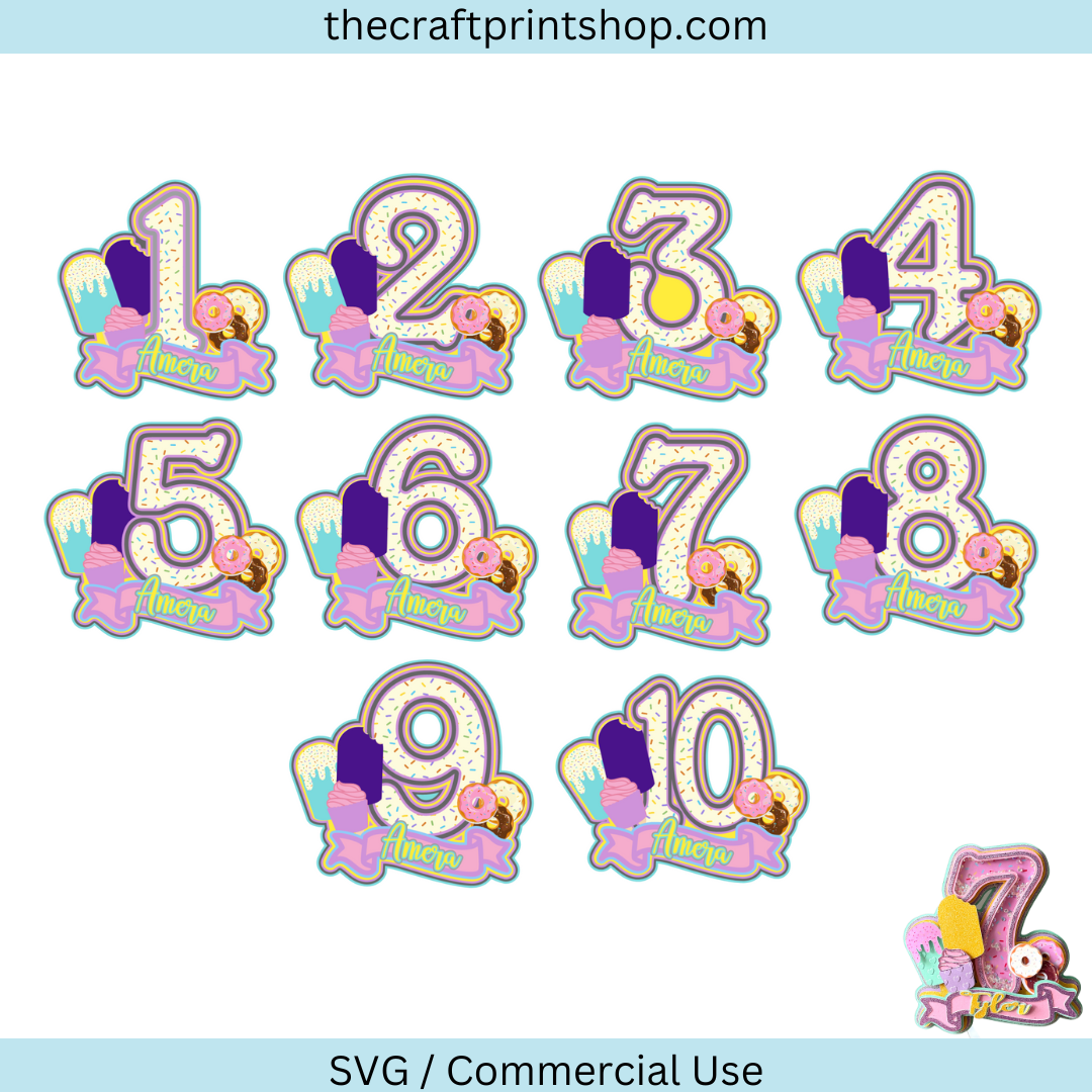 Shaker cake topper bundle, Happy Birthday cake topper, cake topper svg, ice cream cake topper, cupcake cake topper