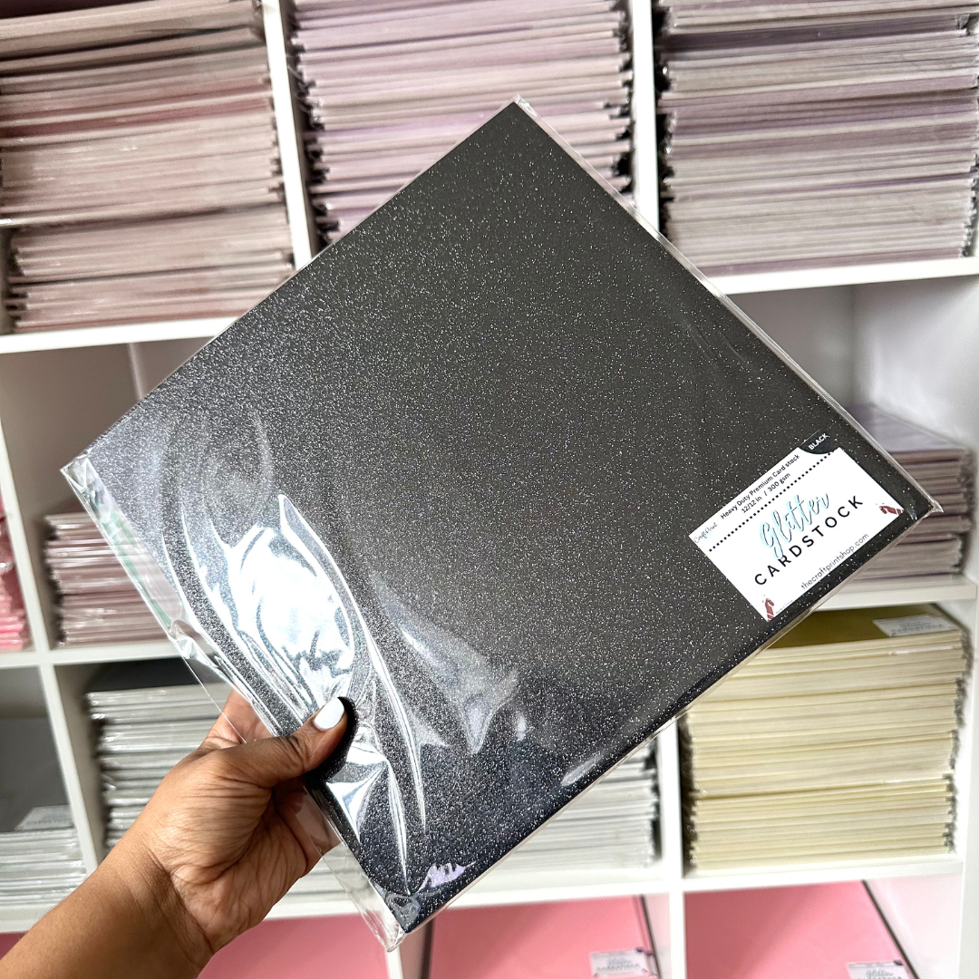 Black Glitter Card Stock - 10 Pack 12/12