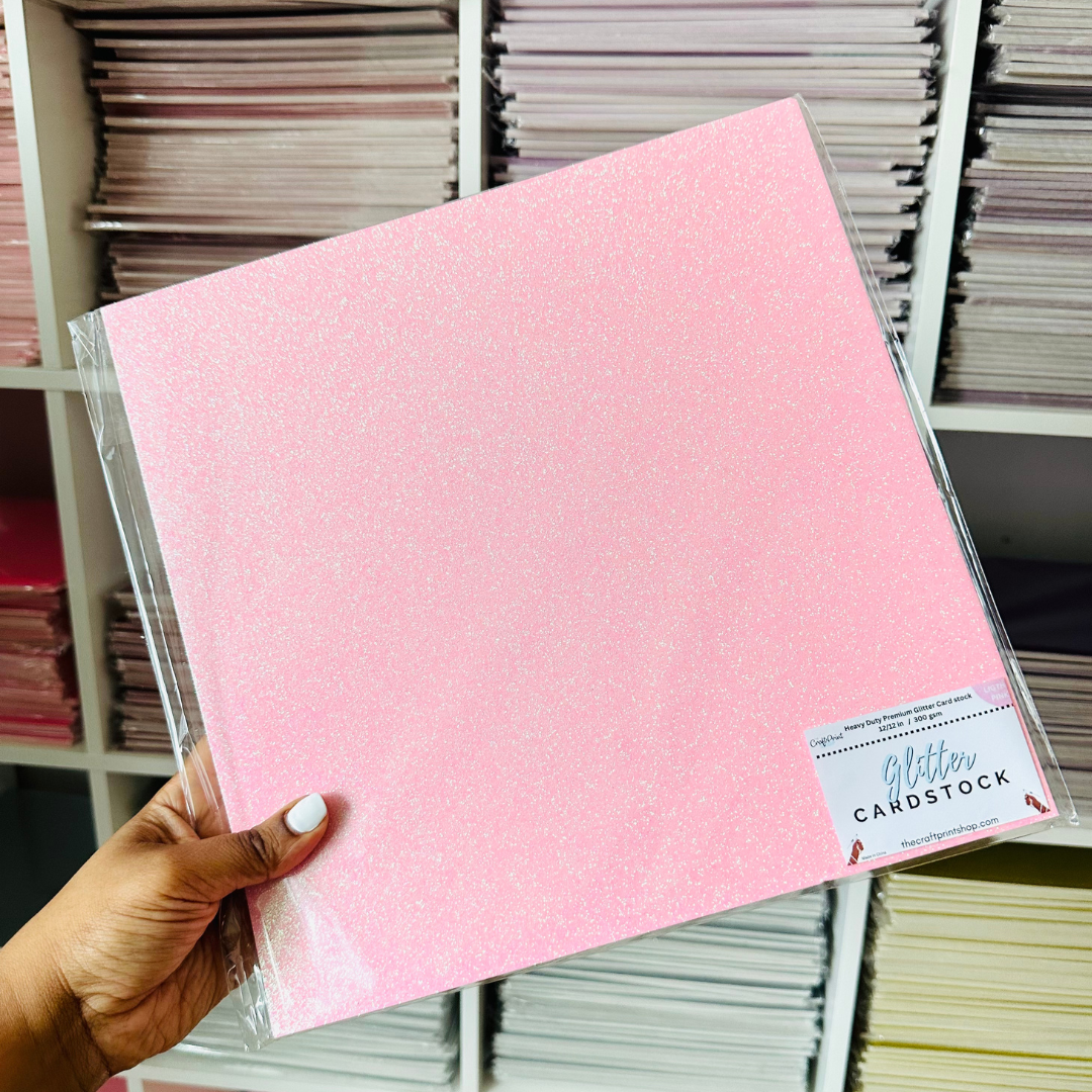 Light Pink Glitter Card Stock - 10 Pack 12/12