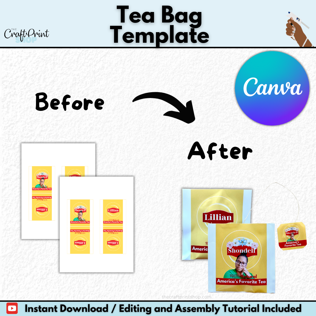 DIY Tea Bag Party Favor Canva Template | Digital Download – Instant Access