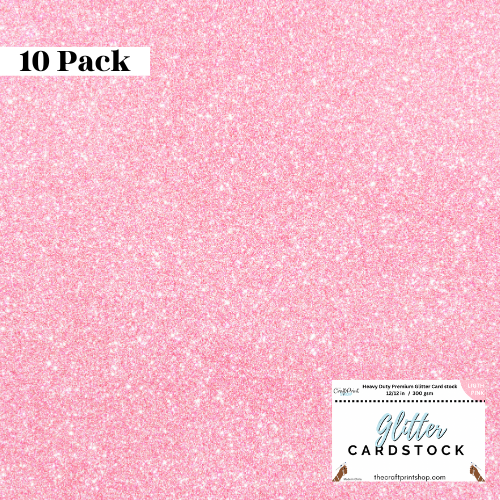 Light Pink Glitter Card Stock - 10 Pack 12/12