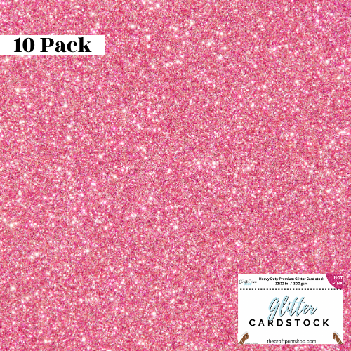 Hot Pink Glitter Card Stock - 10 Pack 12/12