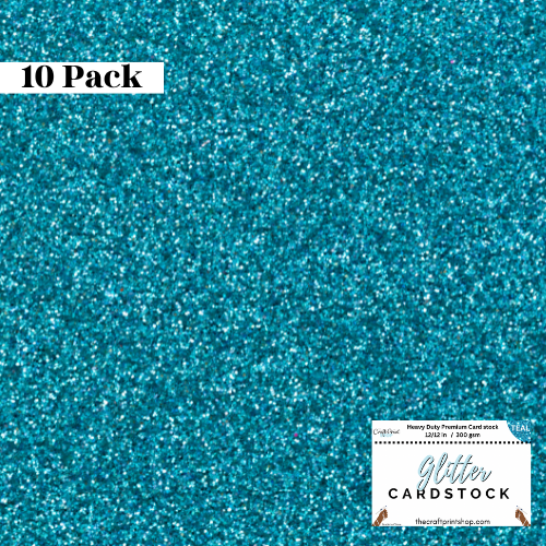 Teal Glitter Card Stock - 10 Pack 12/12